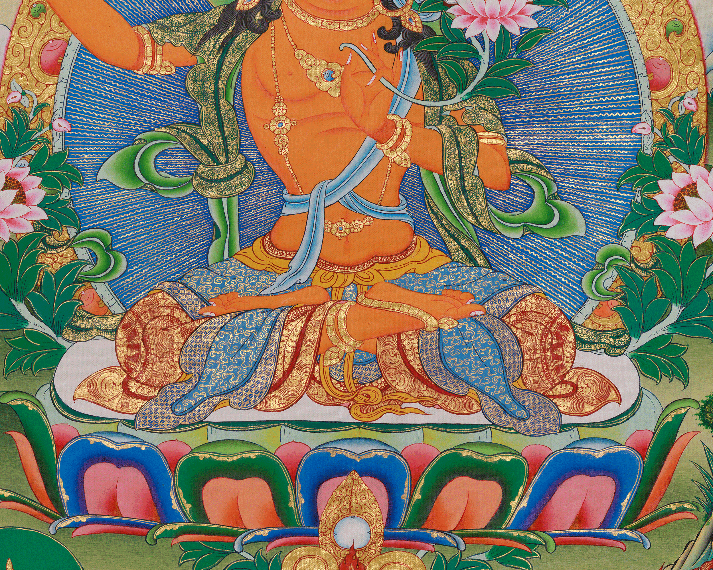 Buddhist Wisdom Deity Manjushri thangka | Bodhisattva Spiritual Art