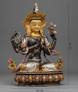 Tibetan Chenrezig Empowerment Sculpture | Hand-Carved Statue