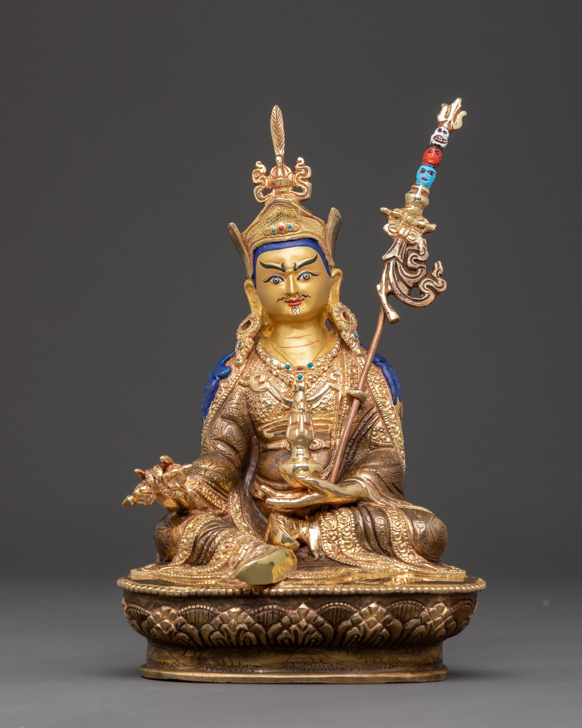 Handmade Guru Rinpoche Statue: Buddhist Vajra Master