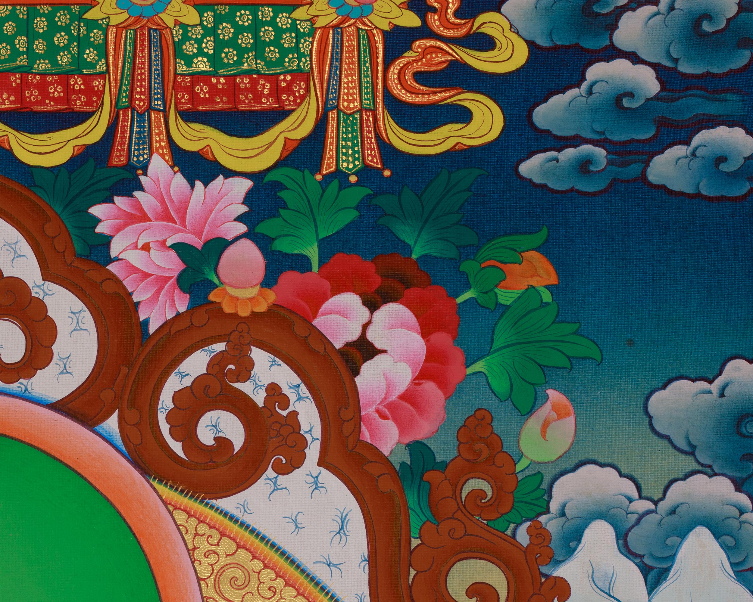 Long Life Amitayus Buddha Thangka | Deity of Infinite light and Compassion