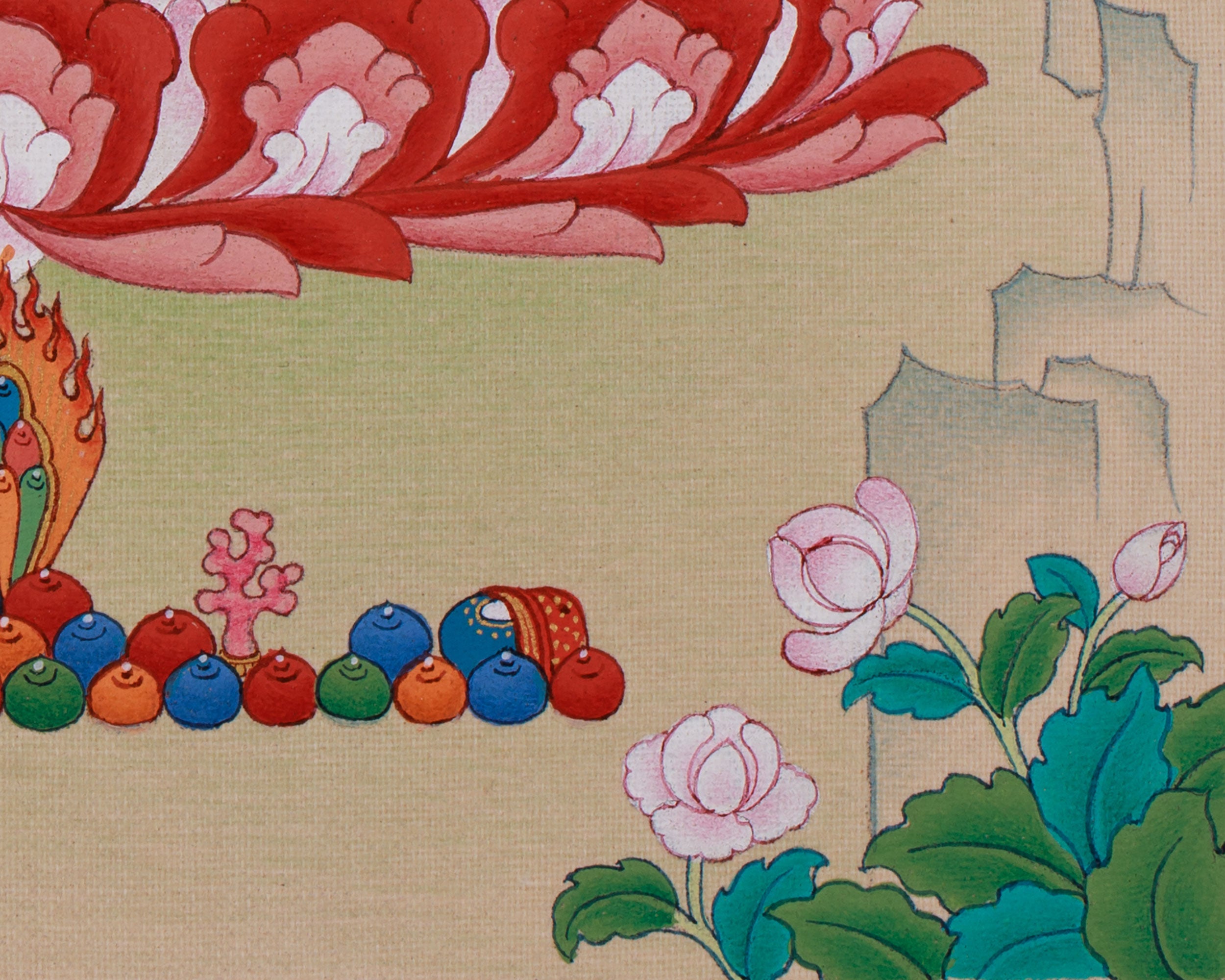 Hand Painted White Tara Art | Healing and Longevity Deity | Sita Tara With Brocade