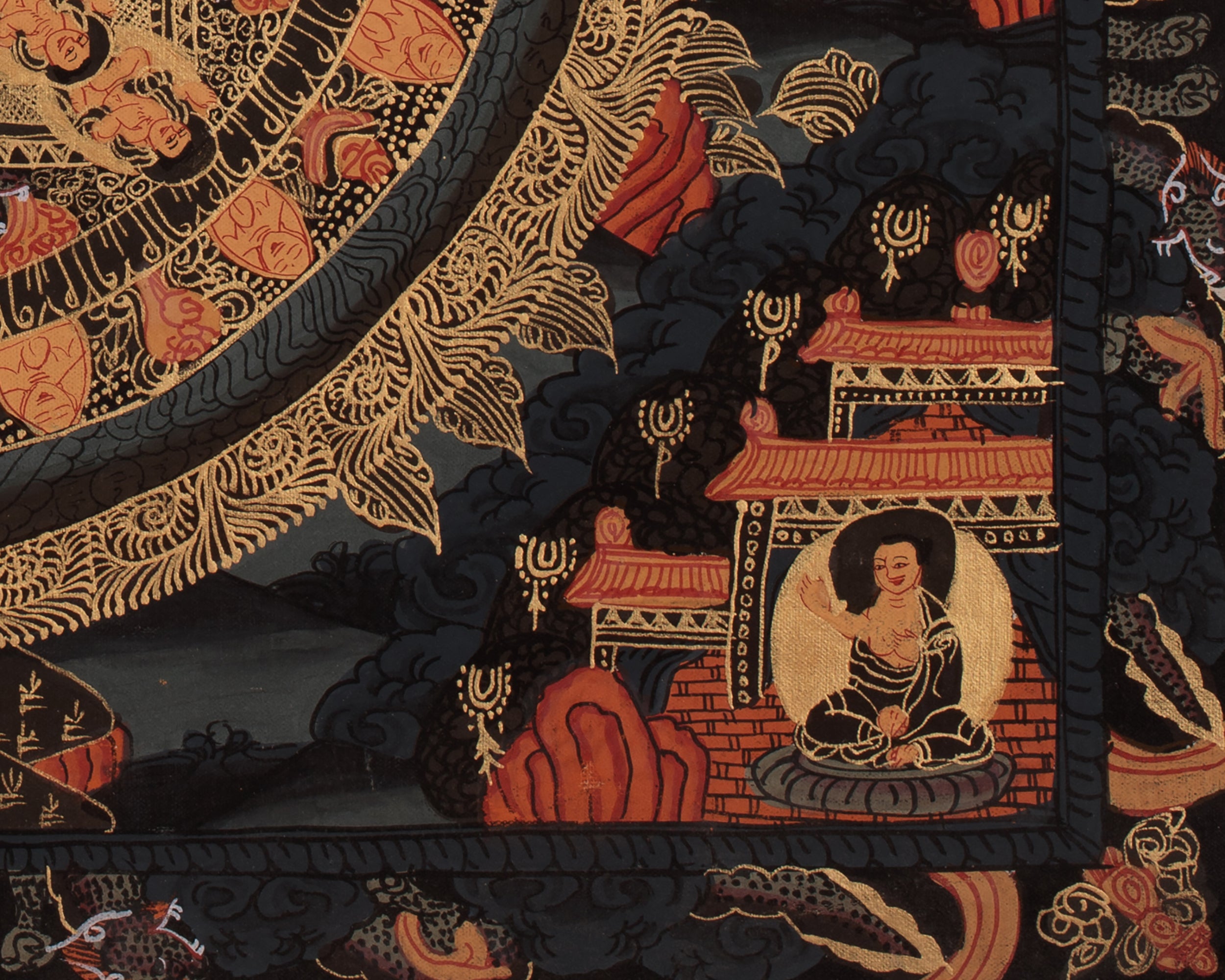 Triple Mandala of Buddha Thangka | Sacred Hand-Painted Buddhist Thangka Artwork