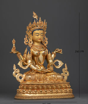 Prajna Paramita Handmade Gold Gilded Statue | Embodiment of Transcendent Wisdom