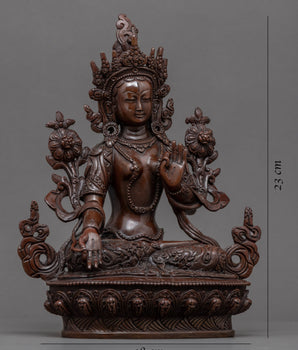 Copper Statue For White Tara Benefits | Oxidized Artwork Of Buddhist Deity
