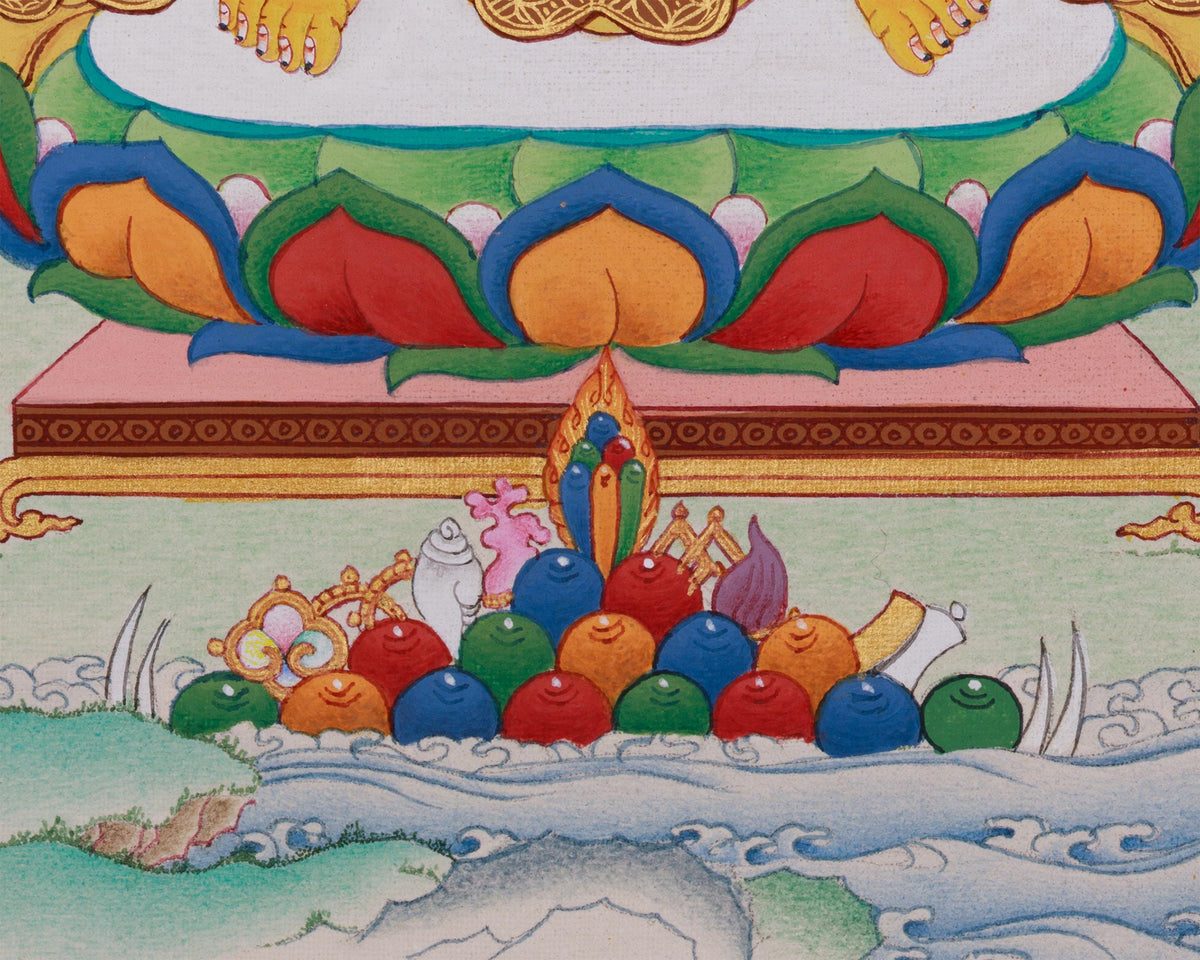 13 Inch Maitreya Buddha Thangka | Traditional Karma Gadri Style