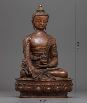 The Medicine Buddha Statue for Healing | Buddhist Oxidized Copper Statue