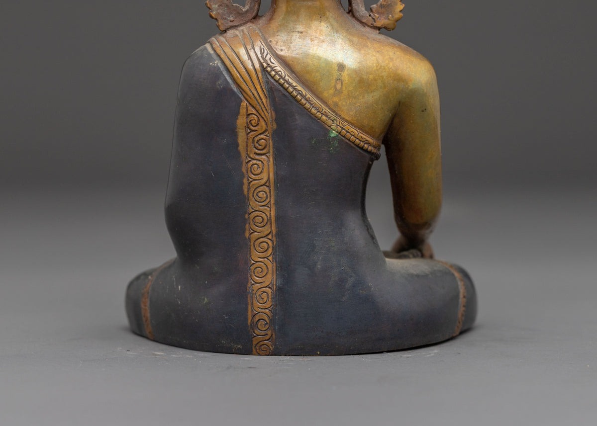 Handmade Ratnasambhava Oxidized Copper Statue | Meditation Altar Decor
