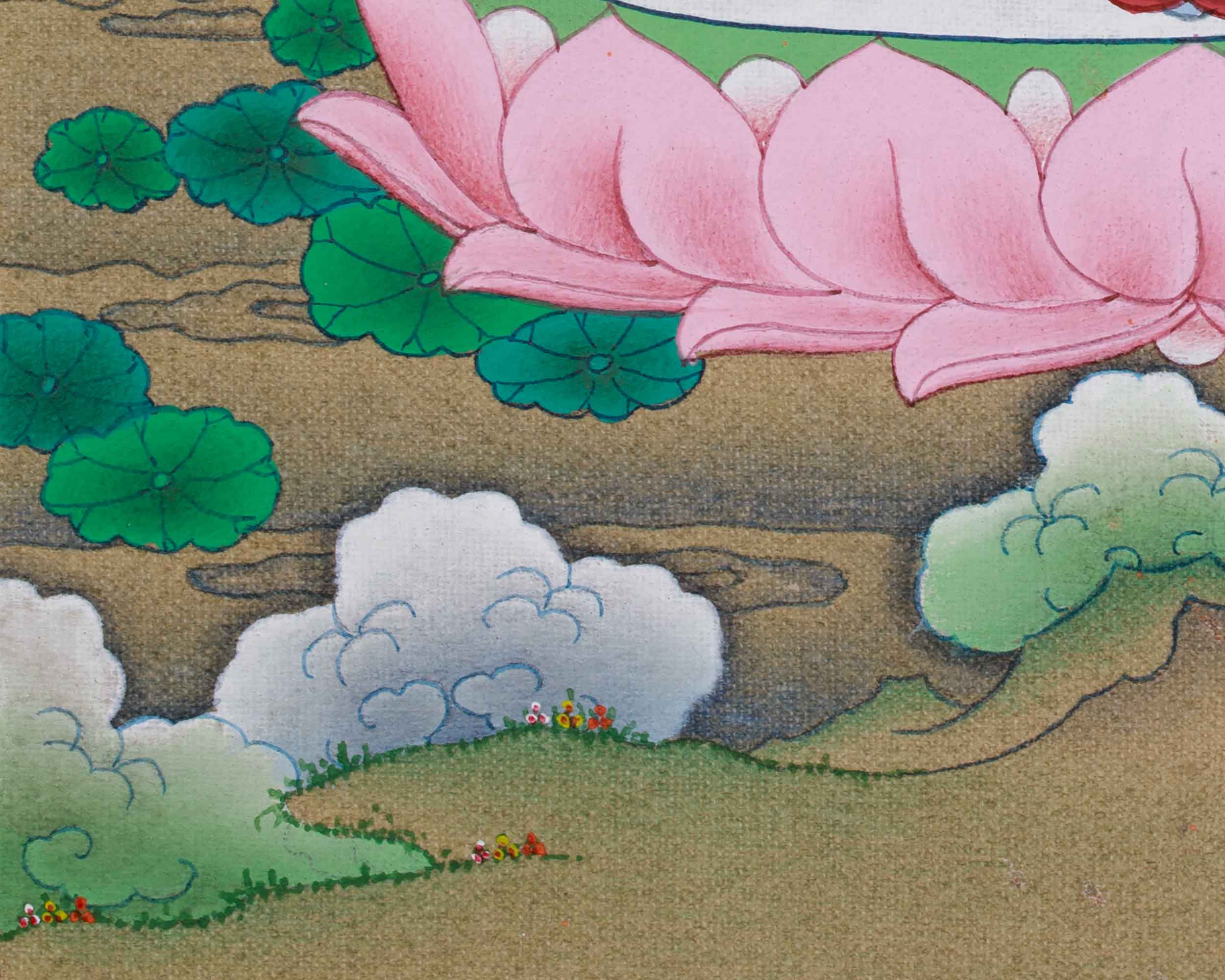 Red Amitabha Buddha Painting | Symbolizing Infinite Light, Compassion, and the Pure Land