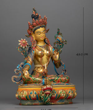 Green Tara Colored Statue | A Radiant Symbol of Compassion and Enlightenment