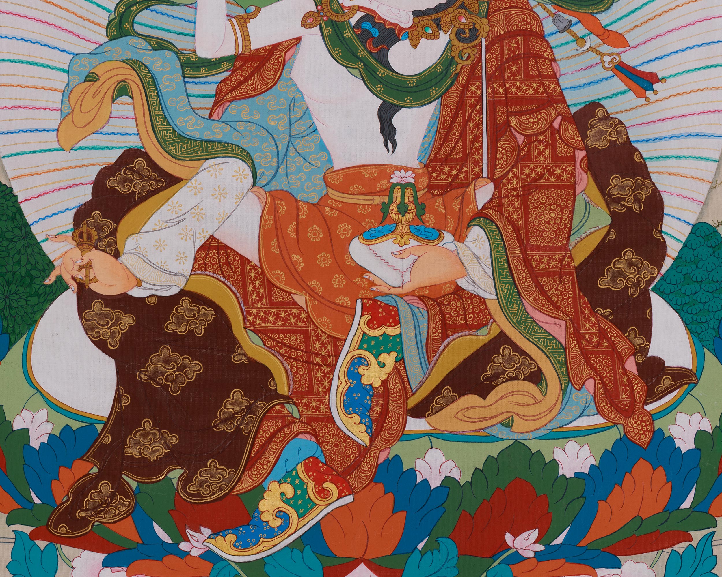 Traditional Guru Rinpoche with Consort Thangka | Representing Wisdom and Transformation