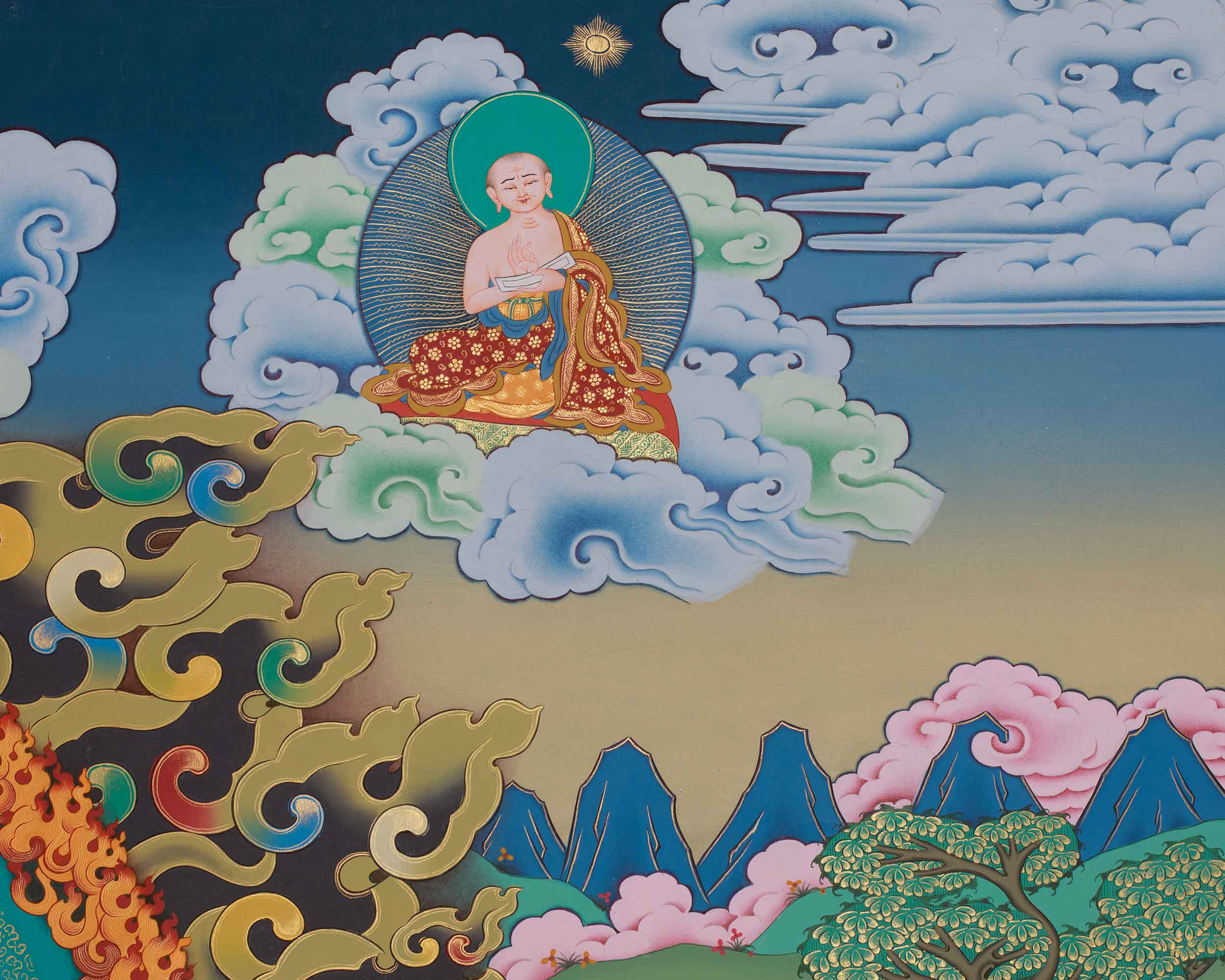 Traditional Thangka of Virupaksa | Protector of the Western Direction
