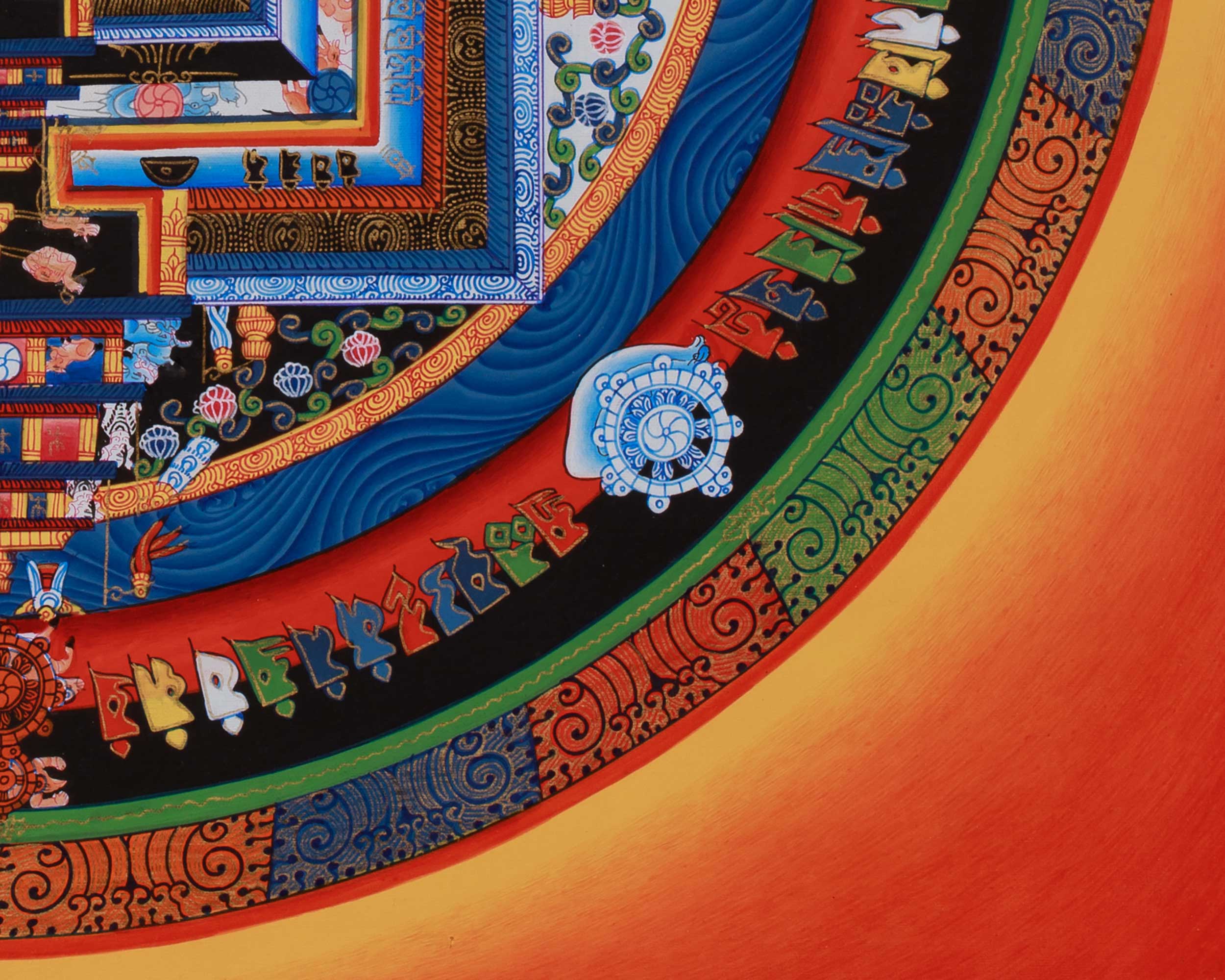 Himalayan Artwork of Kalachakra Mandala | Hand-Painted Buddhist Mandala Thangka