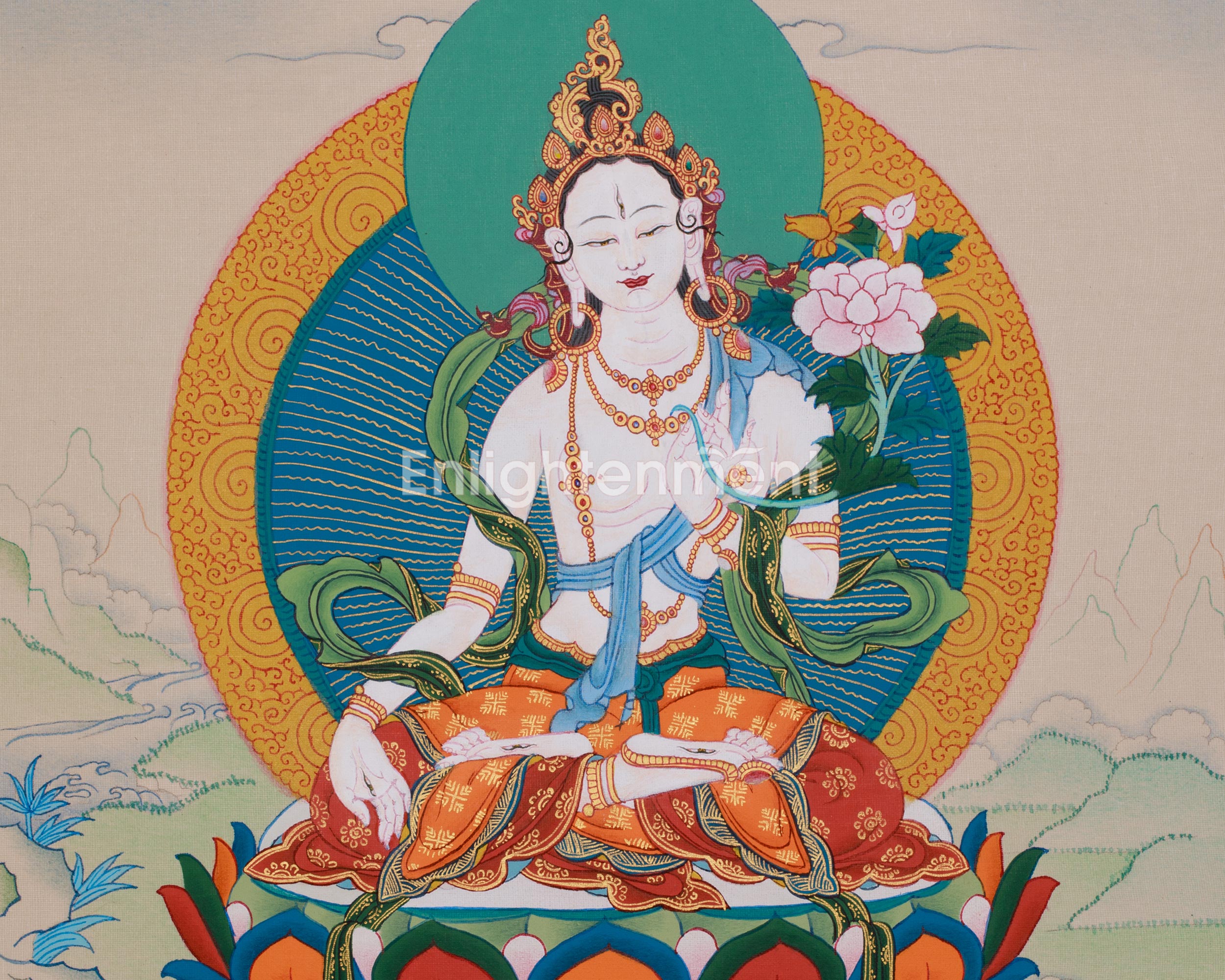 White Tara Buddhist Artwork | The Compassionate Goddess of Longevity