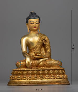 Shakyamuni Buddha Statue for Spiritual Healing | Gold Gilded Buddhist Artwork