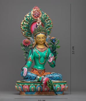 Immerse in Compassionate Tranquility with Buddha Tara Statue | Green Tara Sculpture