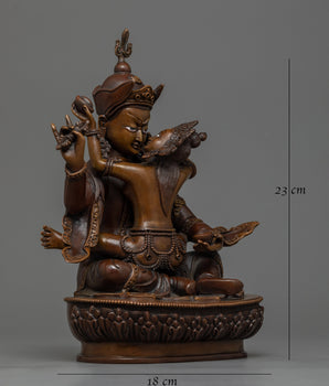 Guru Rinpoche With Consort Oxidized Copper Statue | Traditionally Hand-crafted in Nepal