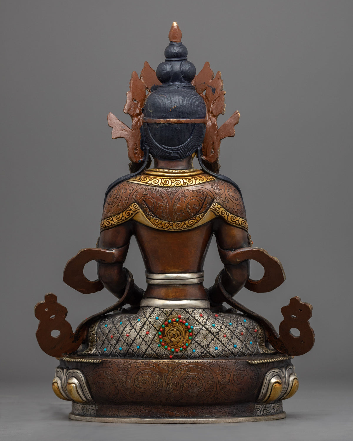 Amitayus Practice Statue | Gold and Silver Gilded Buddha Statue for Rituals