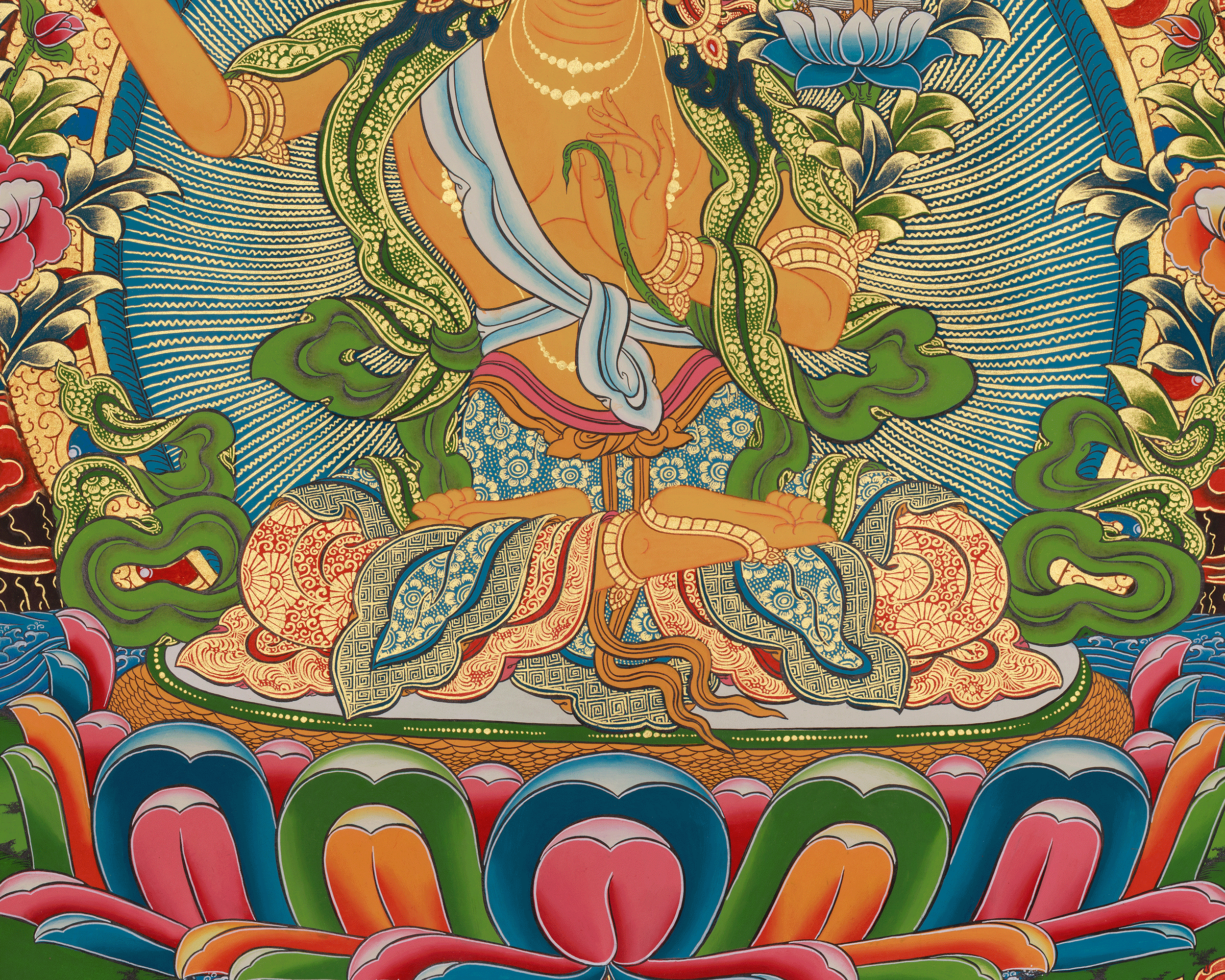 Himalayan Art of Manjushri | Sacred Thangka of Wisdom and Enlightened Clarity