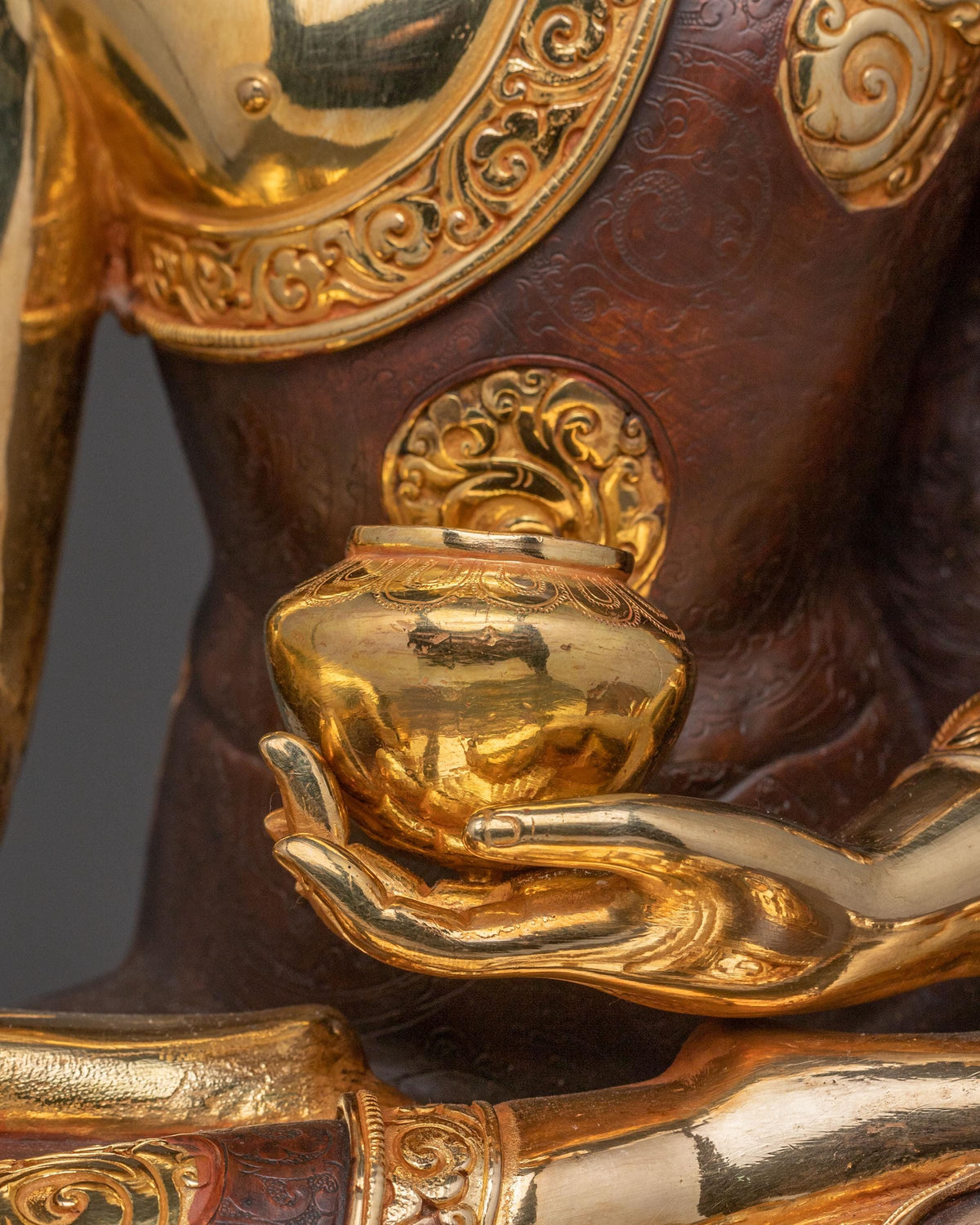 24k Gold Gilded Shakyamuni Buddha Sculpture | Historical Buddha | Tibetan Decor | Meditation Sacred Altar"