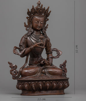 Bodhisattva Vajrasattva Oxidized Copper Statuette | Traditional Himalayan Art