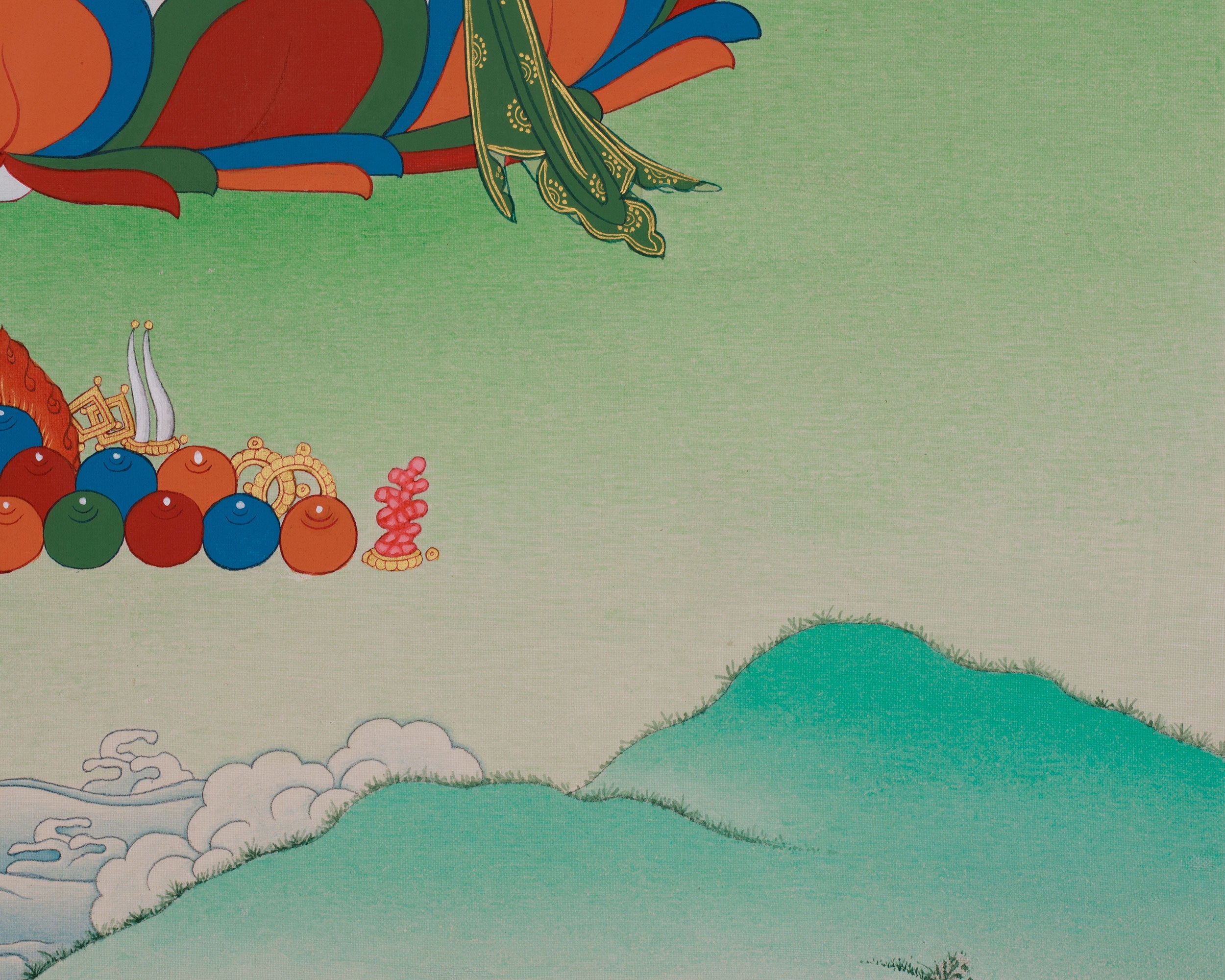 Divine Wisdom Deity Manjushri | A Sacred Thangka of Enlightened Knowledge