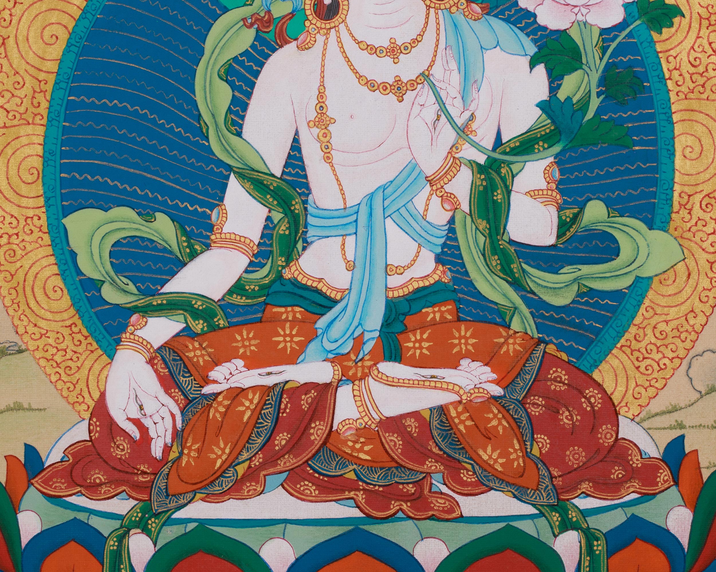 Buddhist White Tara Healing Thangka | A Sacred Thangka of Compassion