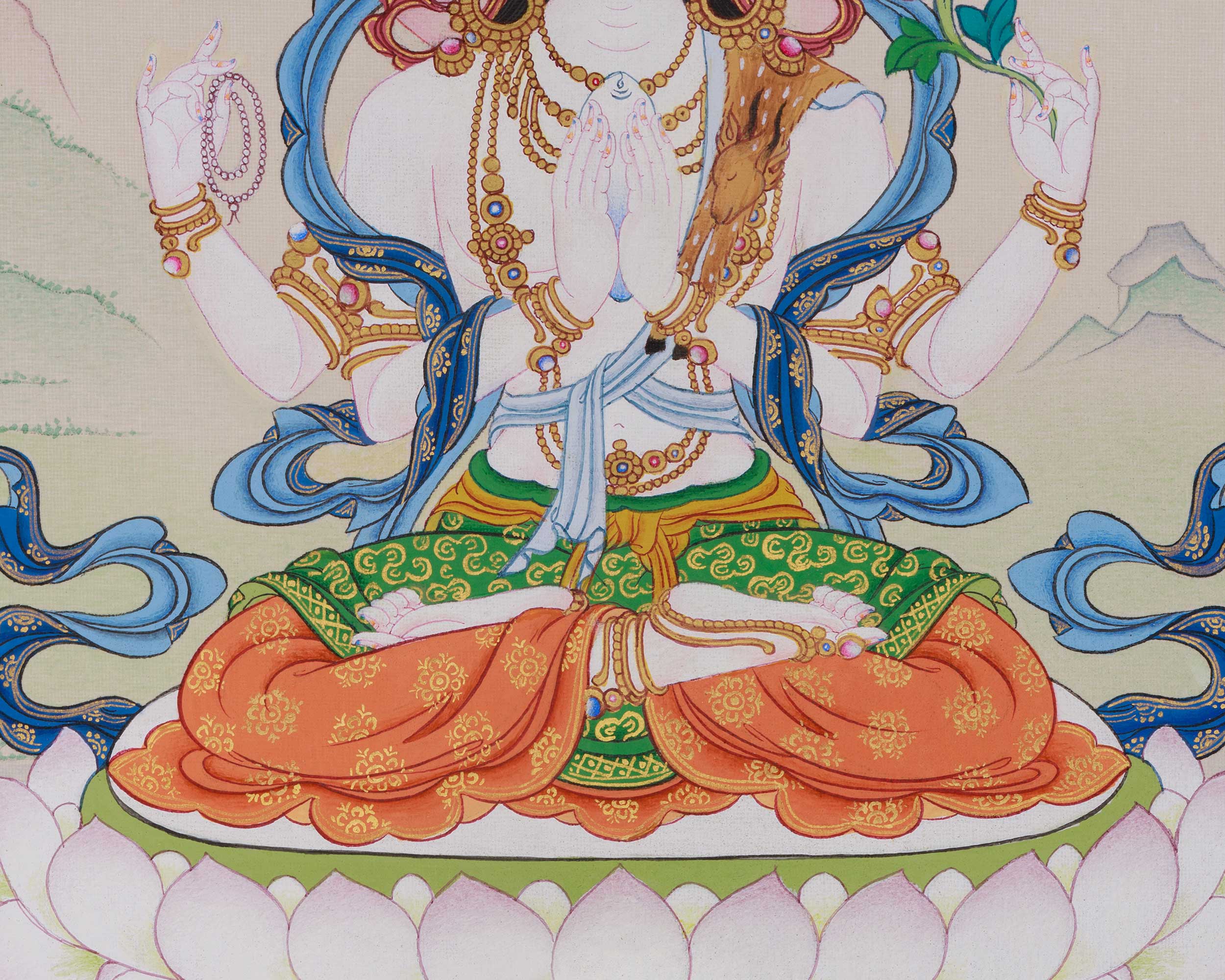 Chenrezig Spiritual Protector Thangka | Emblem of Boundless Compassion