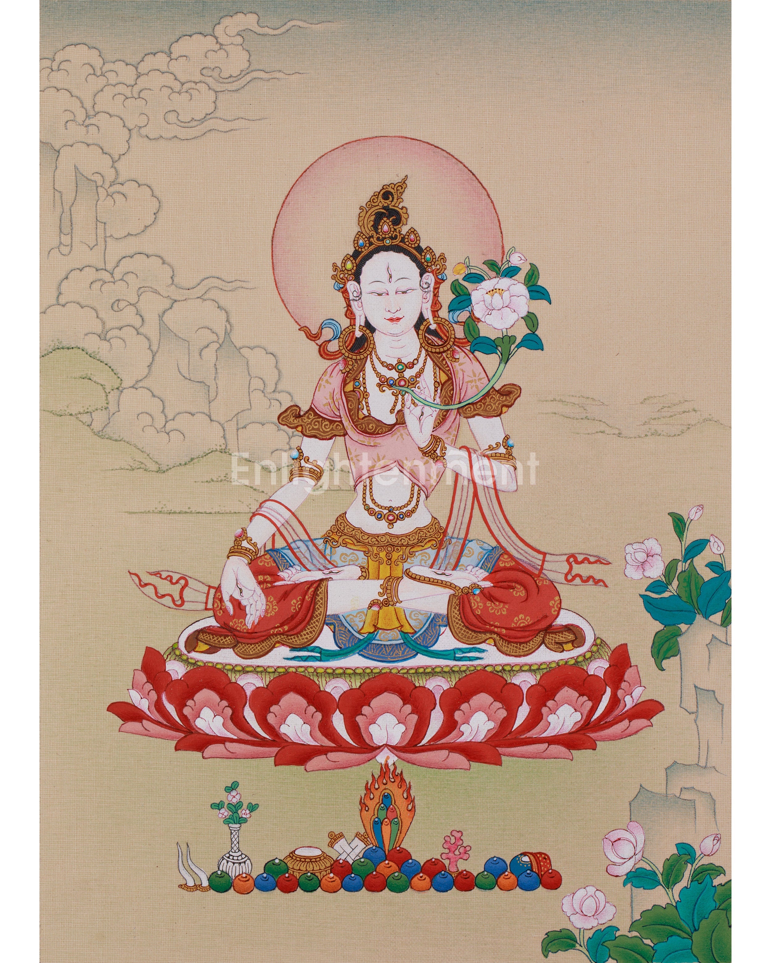 Hand Painted White Tara Art 