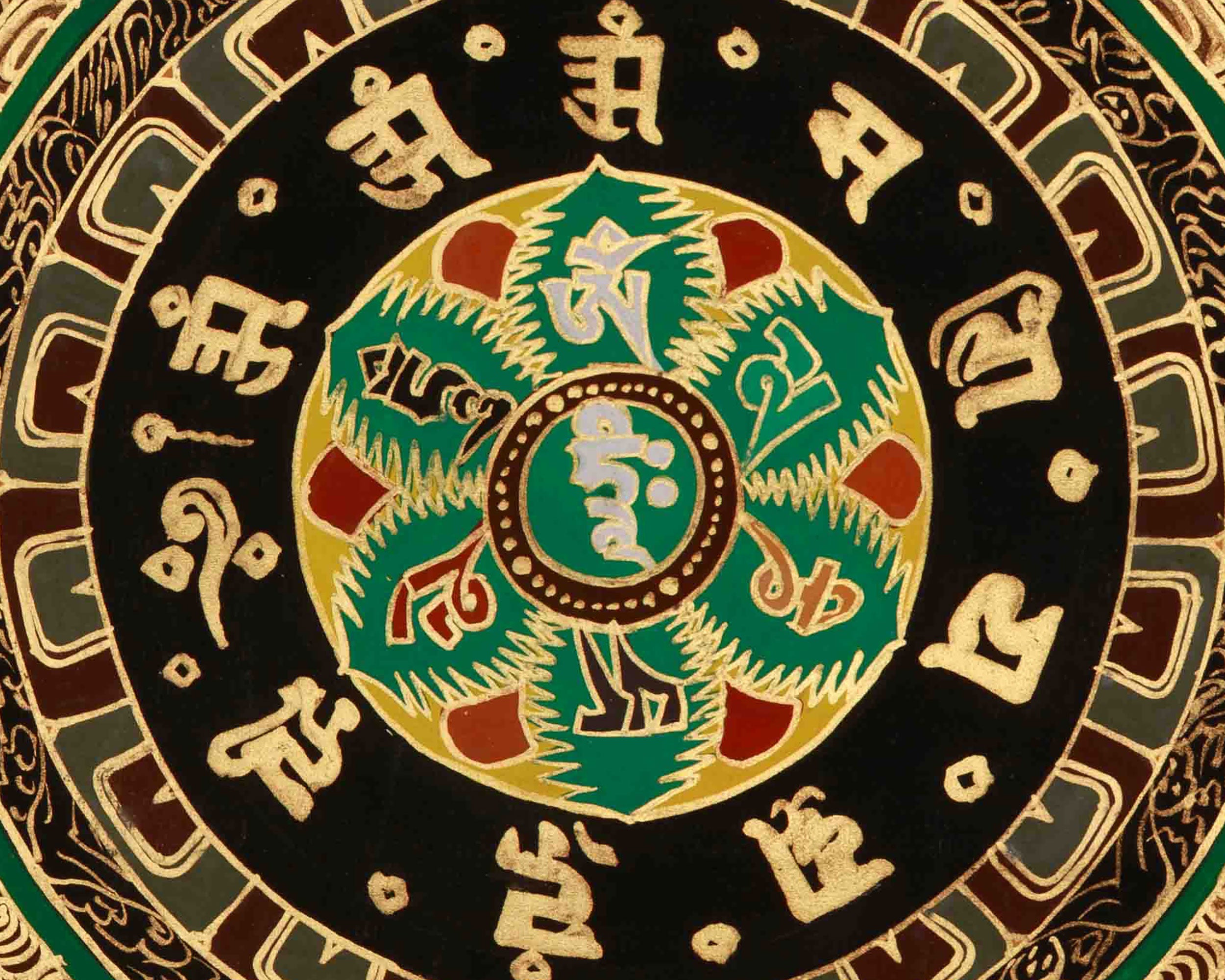 Sacred Mantra Mandala Art | Tibetan Buddhist Thangka Painting