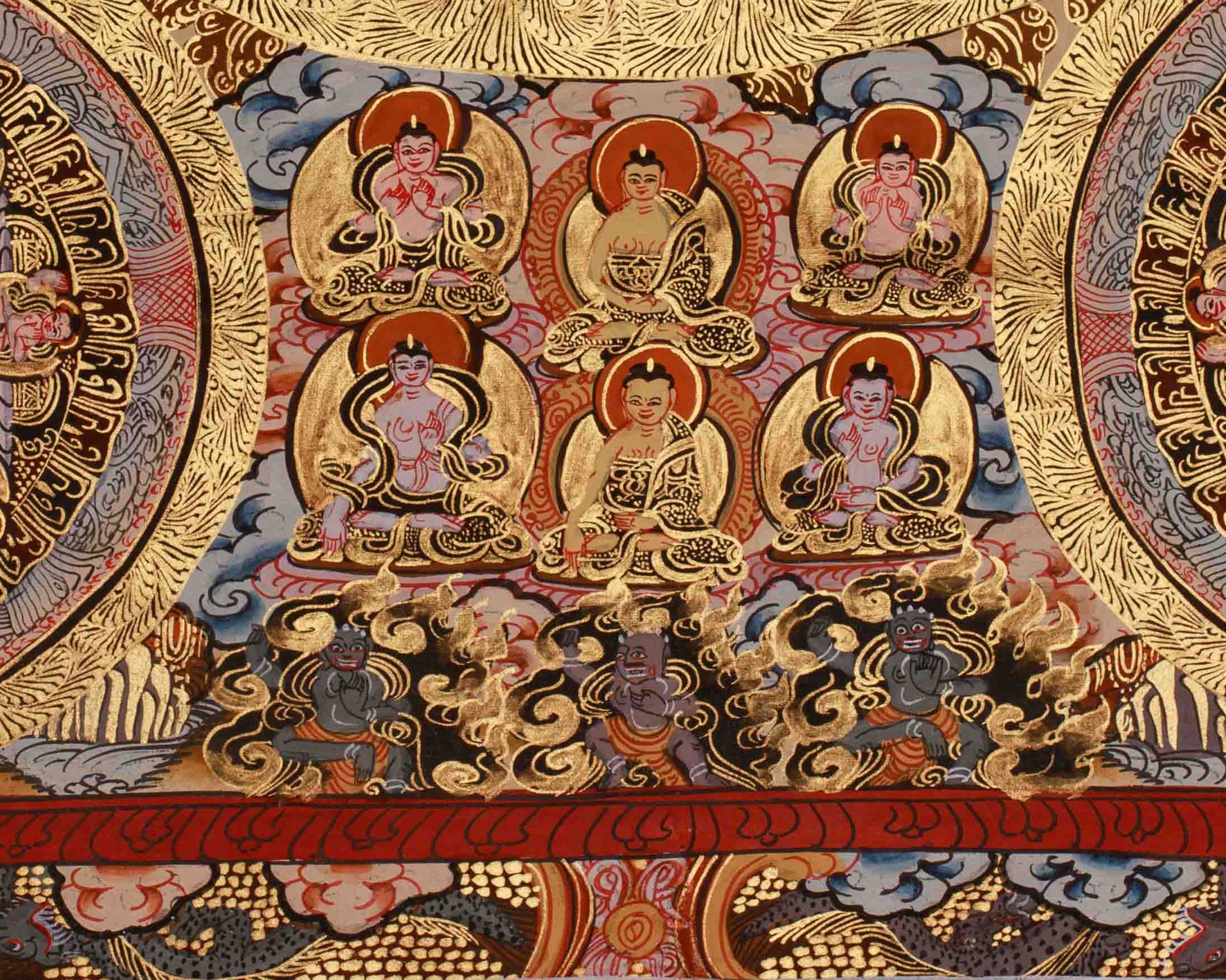 Buddha Mandala Sacred Artwork | Tibetan Mandala Of Wisdom & Compassion | Spiritual Altar