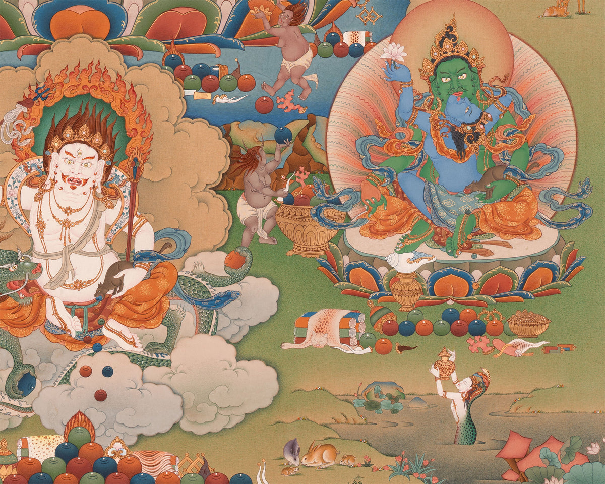5 Dzambhala | The Buddha of Wealth Thangka Print | High Quality Giclee