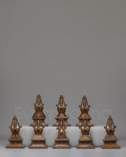Handcrafted Eight Great Stupa Set