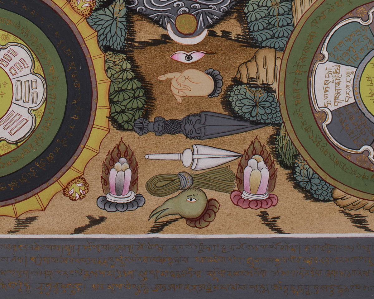 Tibetan Calendar | An Intricate Thangka Depicting the Buddhist Year and Lunar Cycle