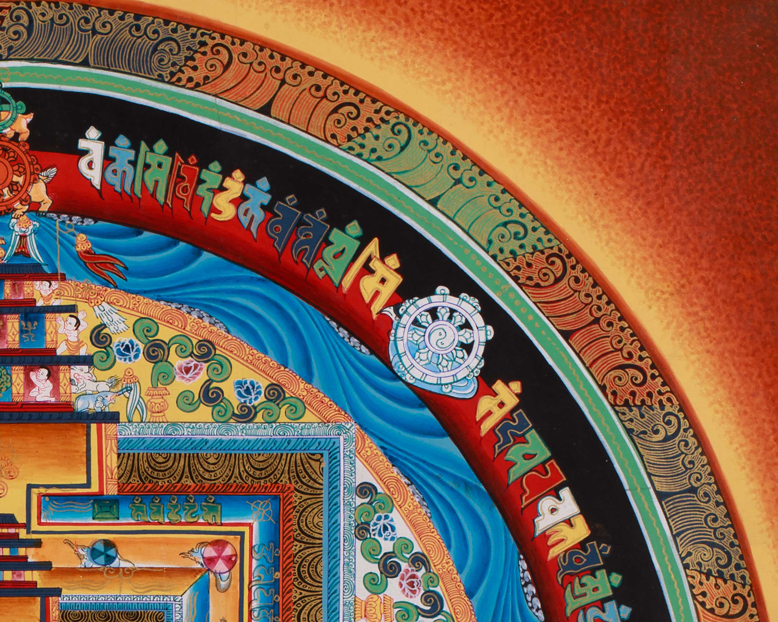 Sacred Buddhist Kalachakra Mandala Art | Meditation Altar | Home Decor