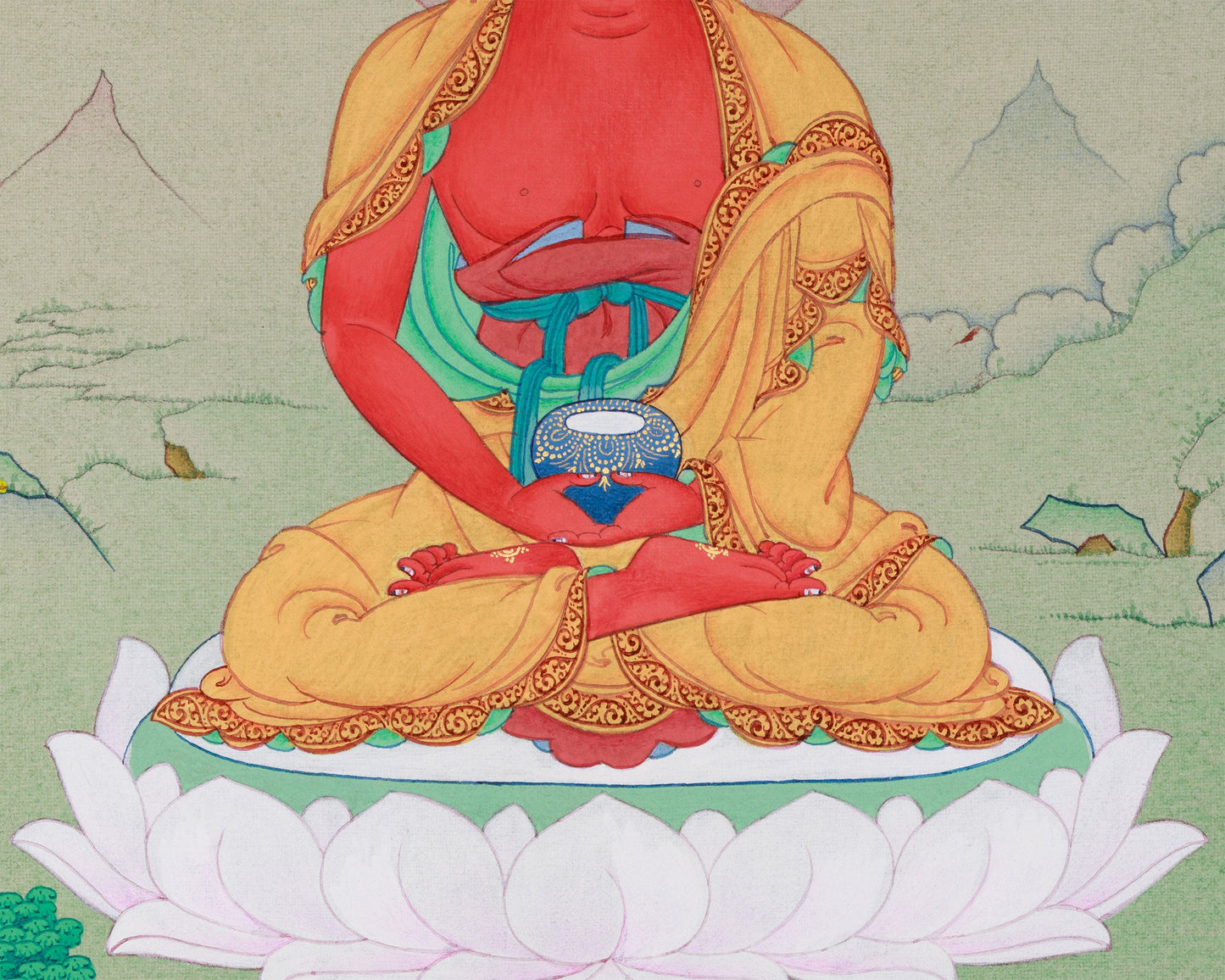 Amitabha Buddha, Small Thangka | Natural Stone Hues