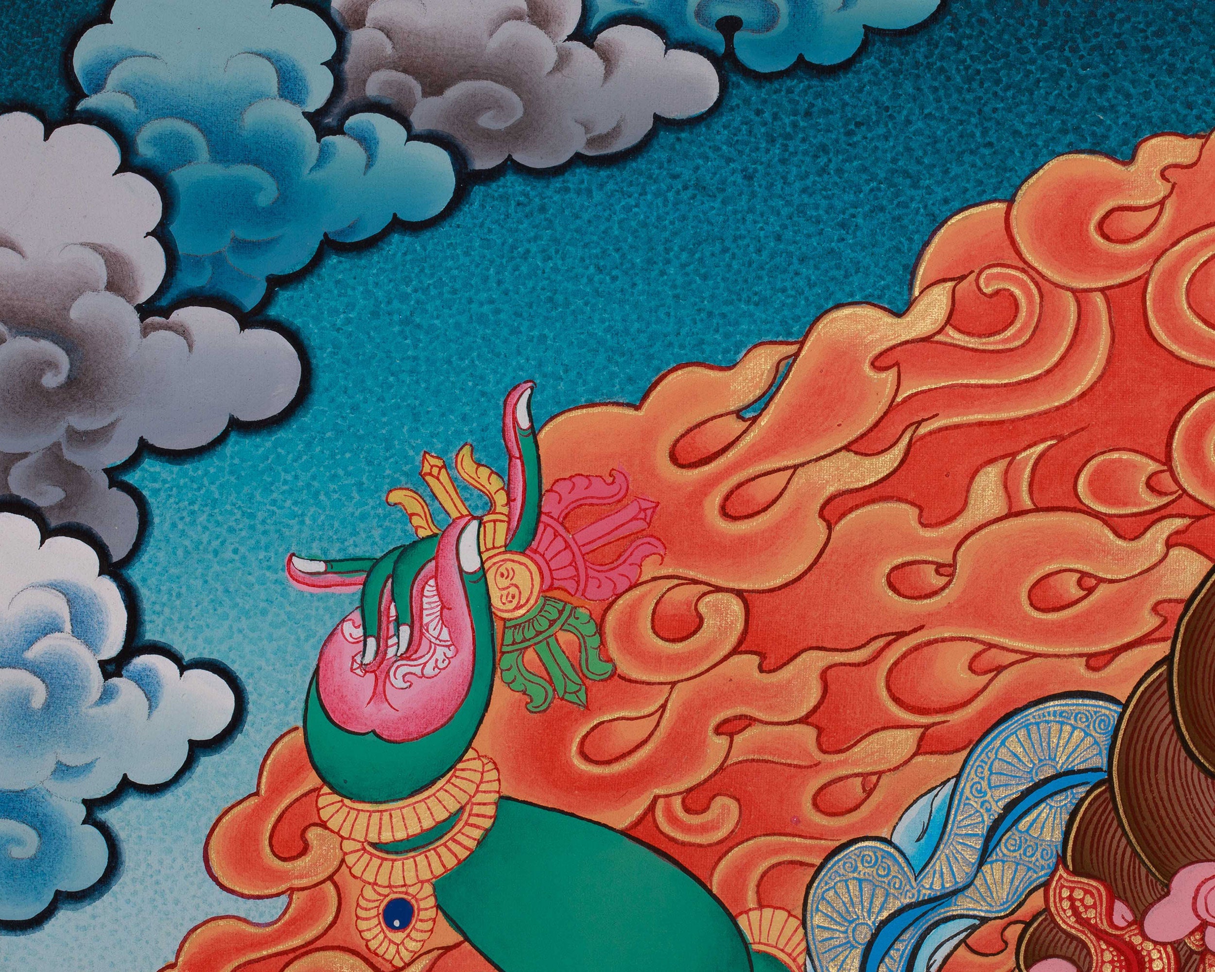 Green Hayagriva Thangka | Buddhist Protector Deity Art