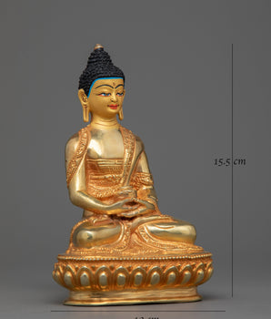 Amitabha Buddha Compact Statue | Handcrafted 24K Gold Gilded Copper Art