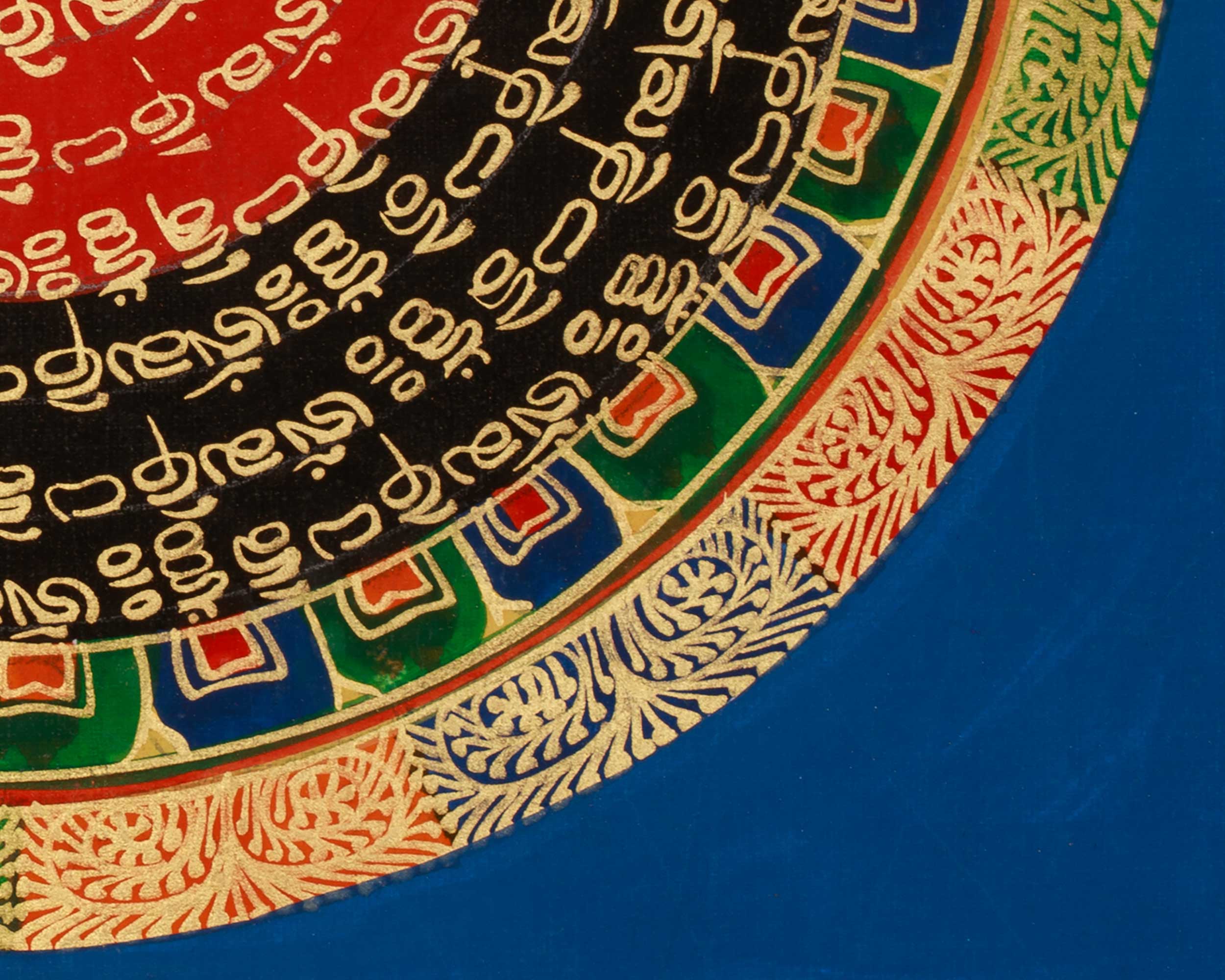Spiritual Thangka of Mantra Mandala | Hand-Painted Himalayan Buddhist Artwork
