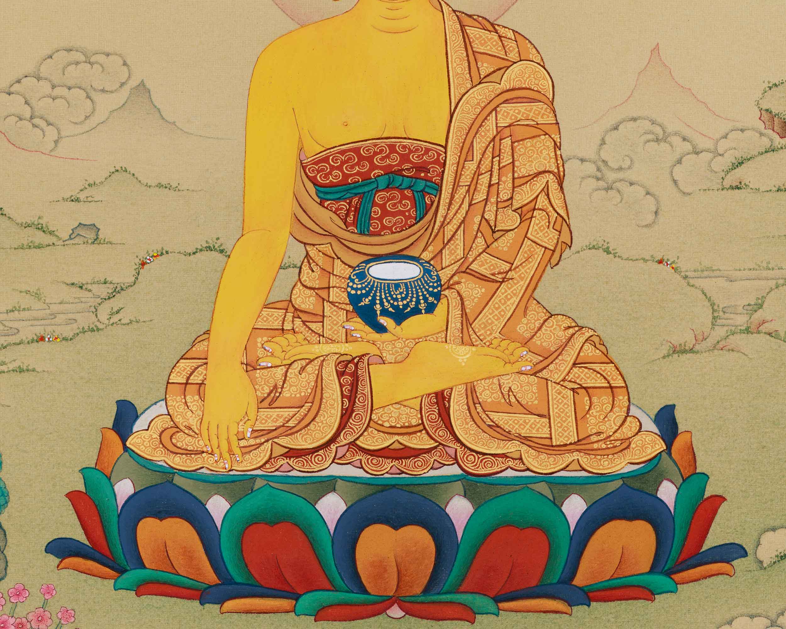 33cm Dharma Teacher Thangka of Shakyamuni | Enlightened Buddha of Wisdom
