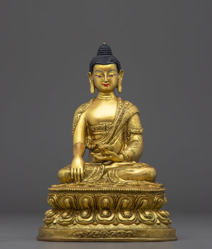 Golden Handmade Shakyamuni Buddha Sculpture