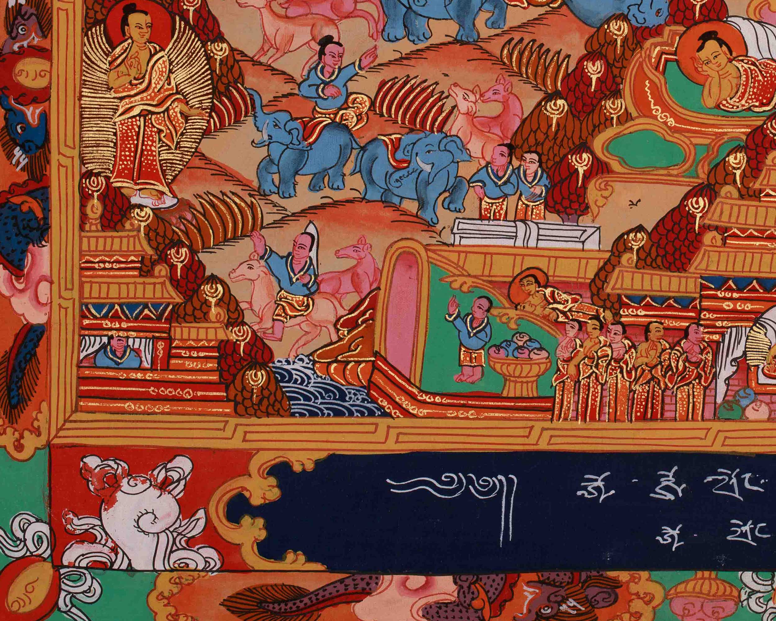 Divine Buddha Life Story Thangka | Siddhartha Gautama | Spiritual Journey Toward Enlightenment