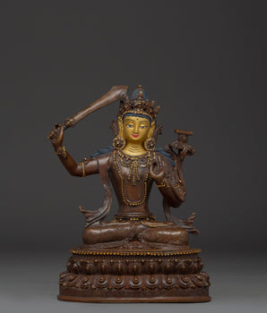 Copper Manjushri Statue for Meditation 