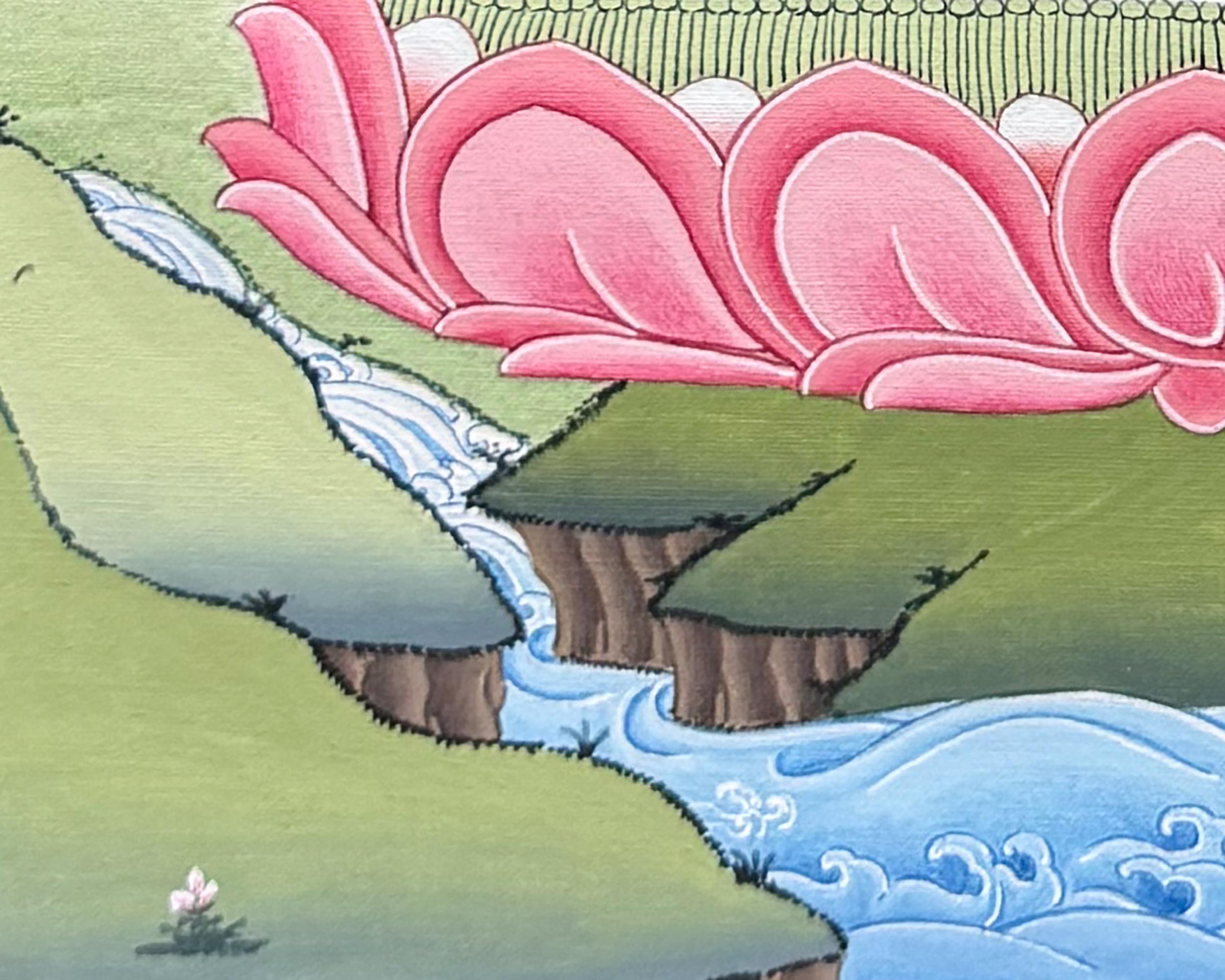 Medicine Buddha Meditation Thangka With Brocade | Bhaisajyaguru Art