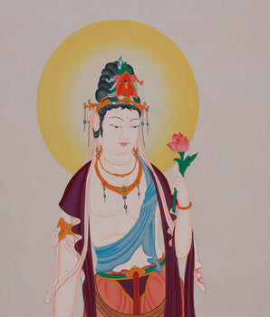 Graceful Kannon Thangka | Japanese Depiction of the Compassionate Bodhisattva