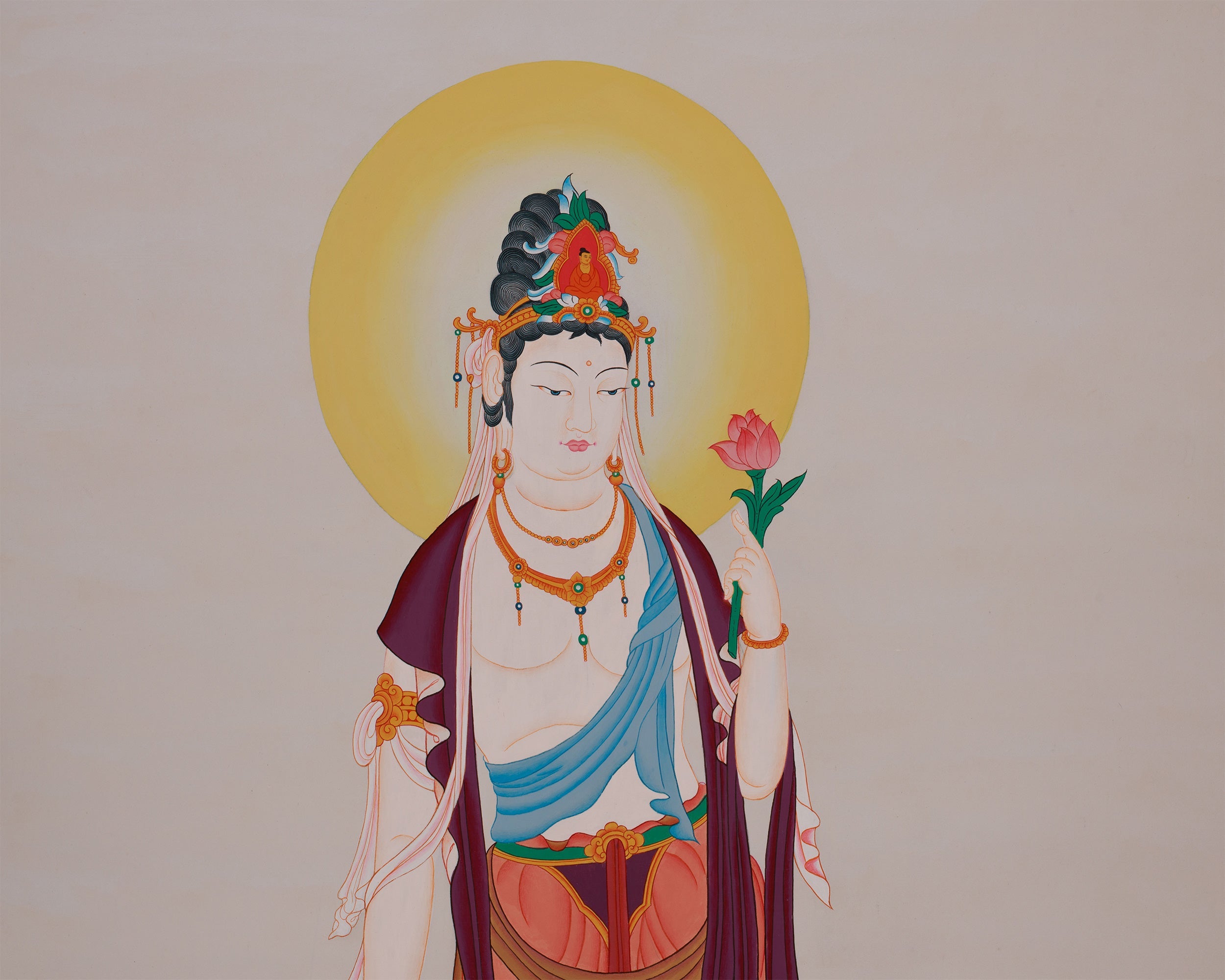 Graceful Kannon Thangka | Japanese Depiction of the Compassionate Bodhisattva