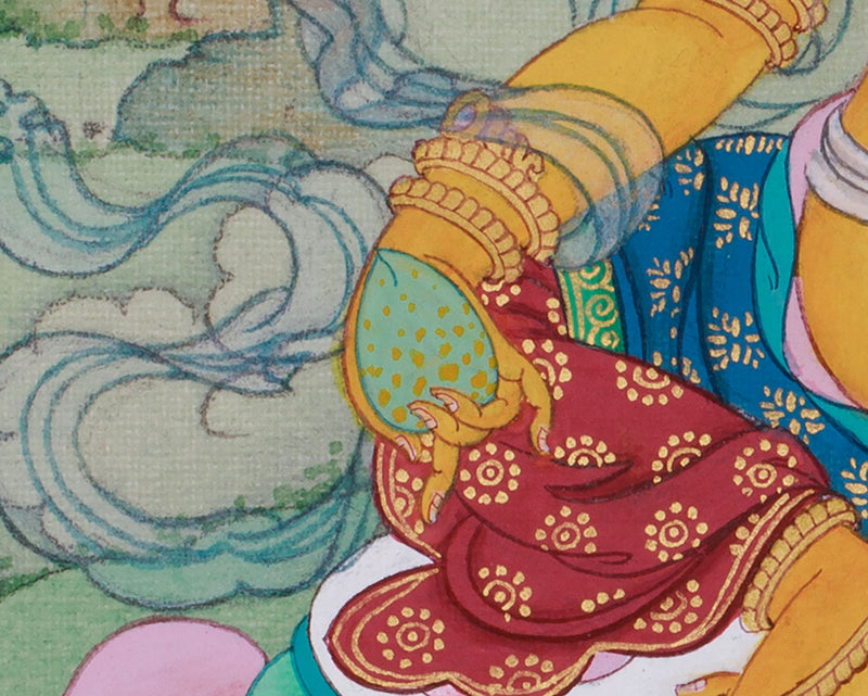 Hand-Painted Lord Kuber Thangka | Guardian of Wealth and Prosperity