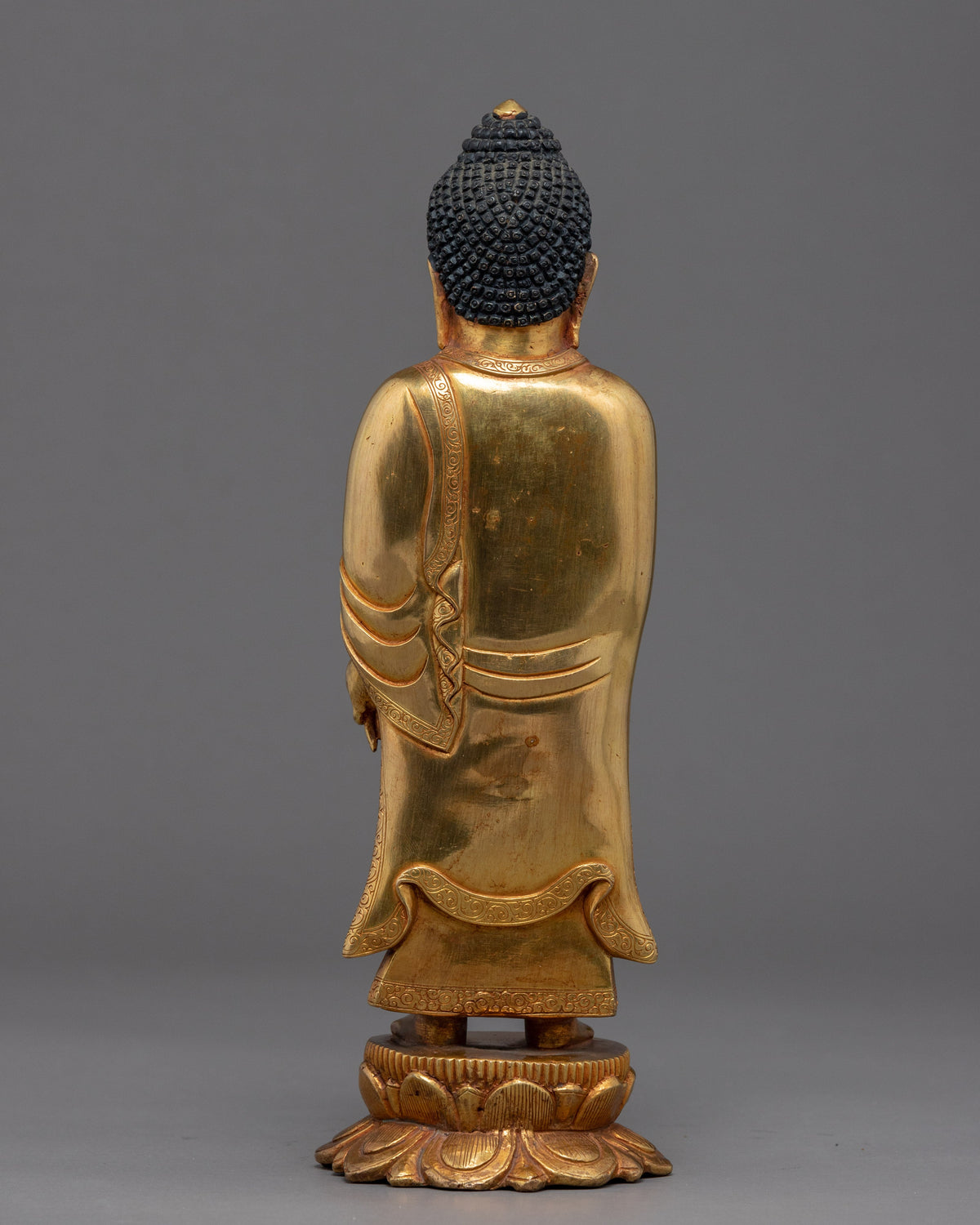 Standing Shakyamuni Buddha Statue | Gold Glided Traditional Art