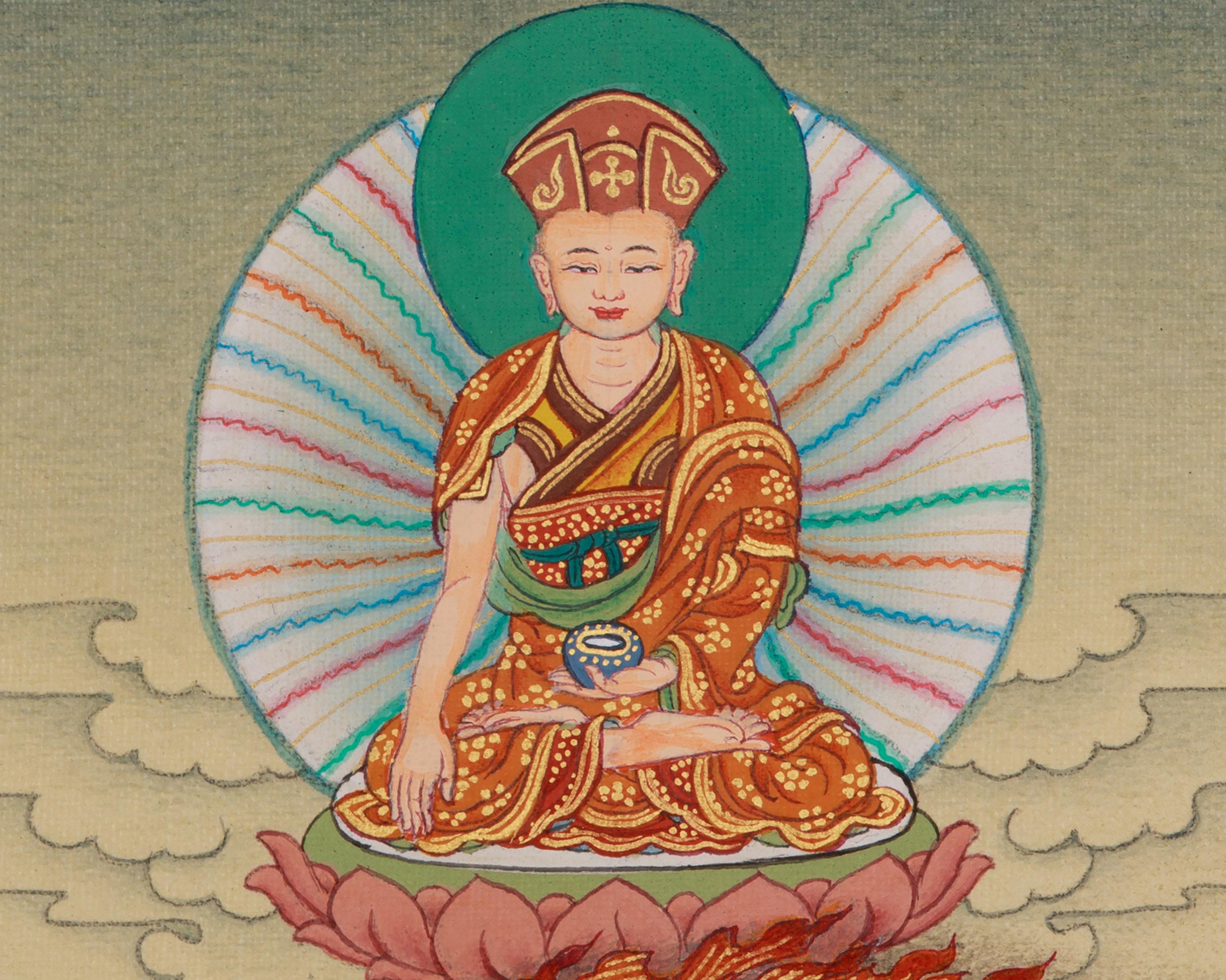 Achi Chokyi Drolma with Jigten Sumgon Thangka | The Protector Deity and Revered Teacher