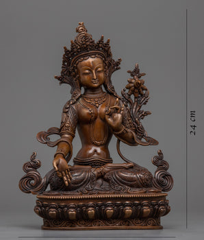 White Tara Oxidized Copper Statue | Authentic Traditional Himalayan Artwork