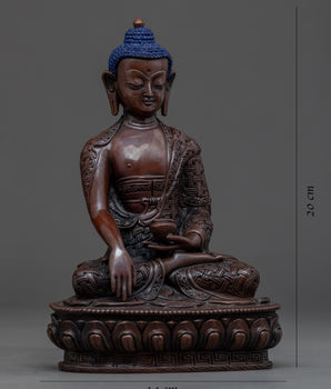 Peaceful Shakyamuni Buddha Statue | Handmade Copper Body Artwork